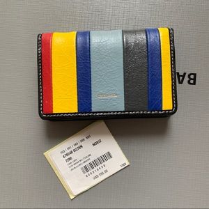 Balenciaga Bazar Striped Card Case Wallet In Multicolored Arena Leather